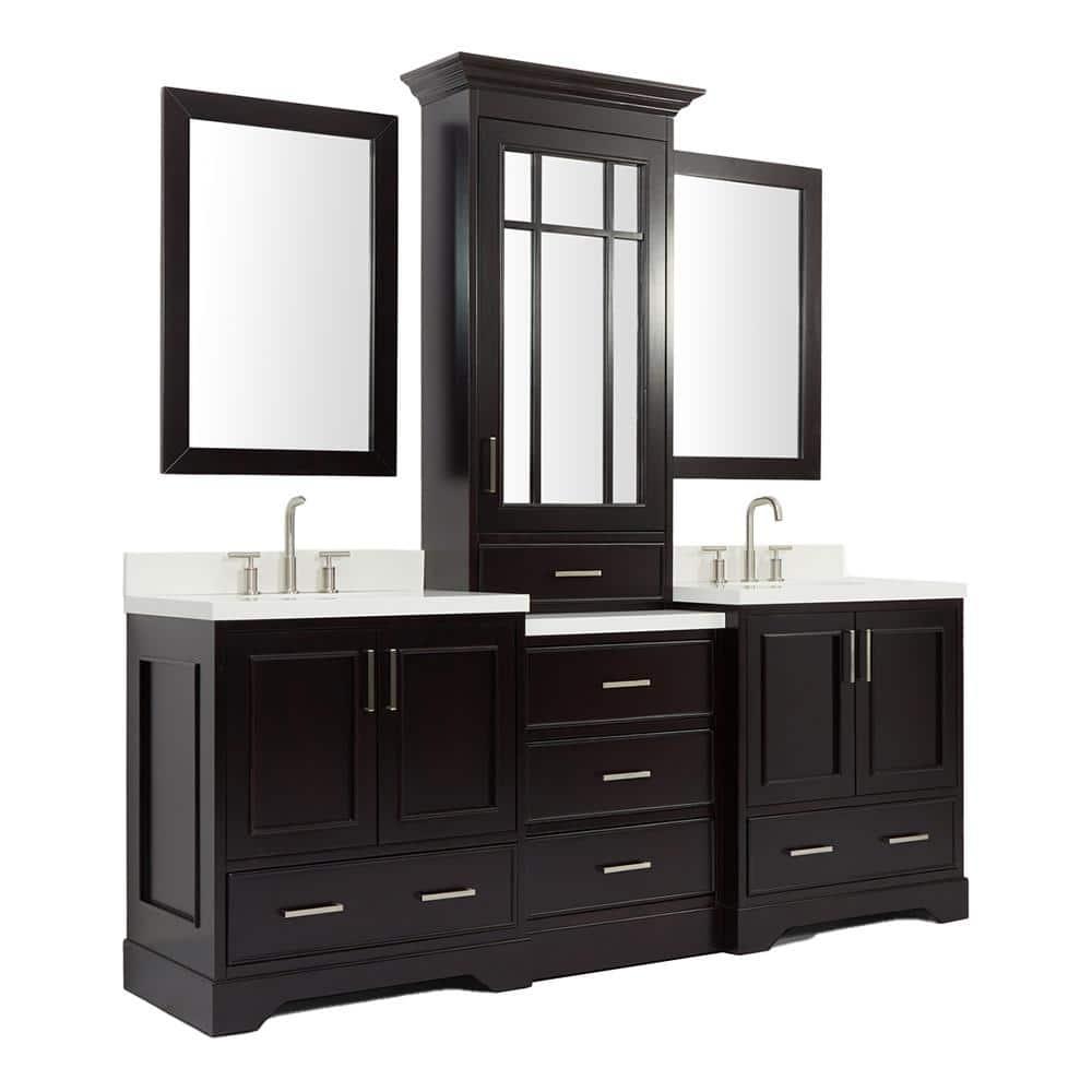 Ariel Stafford 85 in Double Sink Vanity Set in Espresso