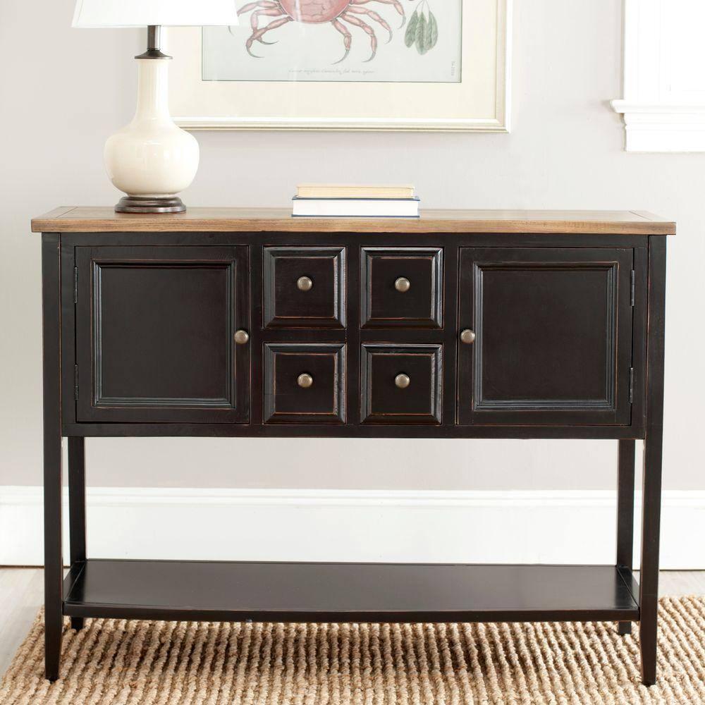 Charlotte Sideboard - Black/Oak Top - Safavieh.
