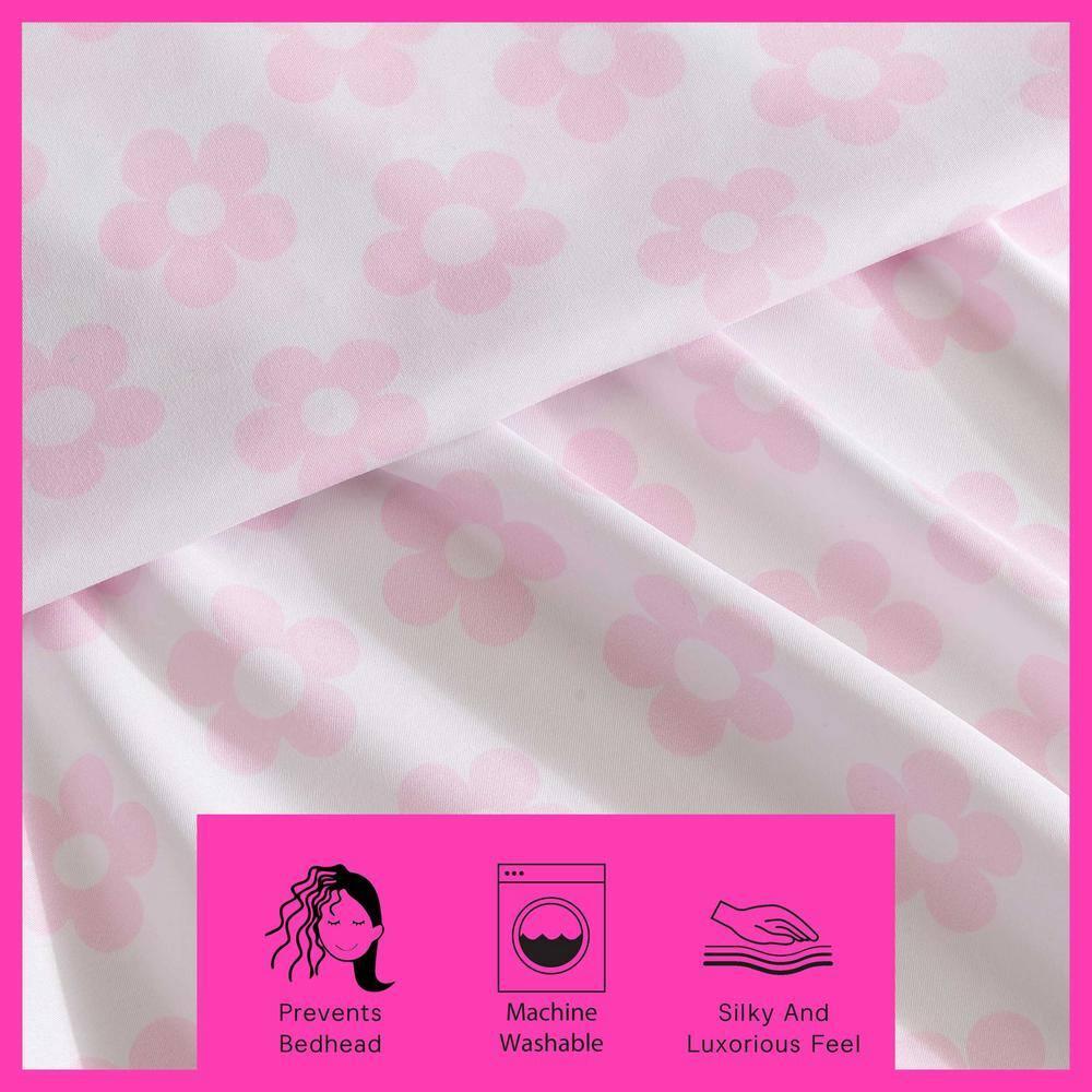 Betsey Johnson Retro Daisy Pink King Sheet Set