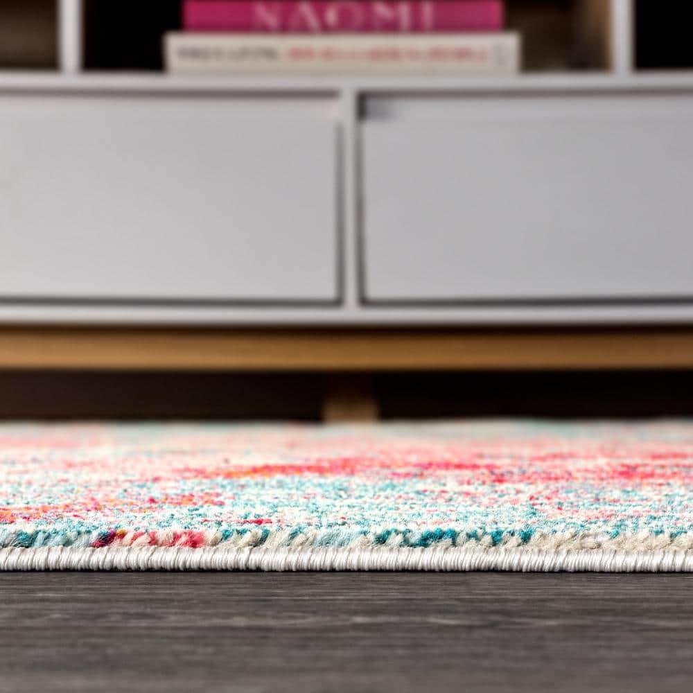 3'x5' Contemporary POP Modern Abstract Area Rug, Blue/Red - JONATHAN Y