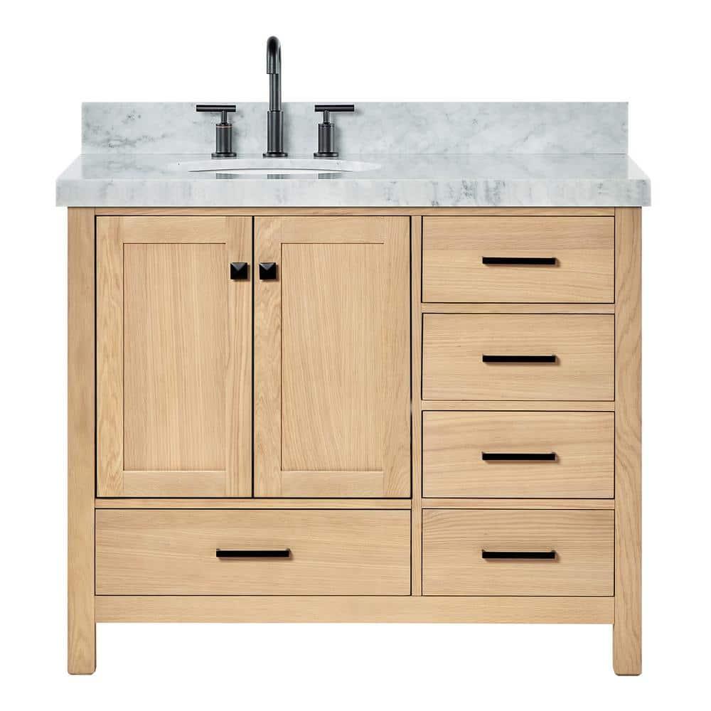 Cambridge 42'' Single Bathroom Vanity with Carrara Marble Top