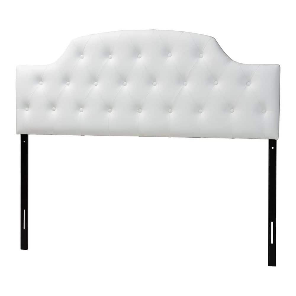 Queen Morris Modern And Contemporary Faux Leather Upholstered Button-Tufted Scalloped Headboard White - Baxton Studio: Curved, Adjustable