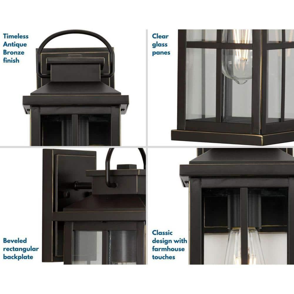 Progress Lighting Williamston 1-Light Antique Bronze Outdoor Wall Lantern with Clear Glass Shade