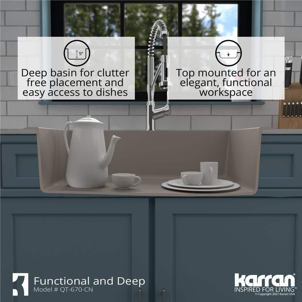Karran Drop-in Quartz Composite 33'' X 22'' 1-Hole Single Bowl Kitchen Sink