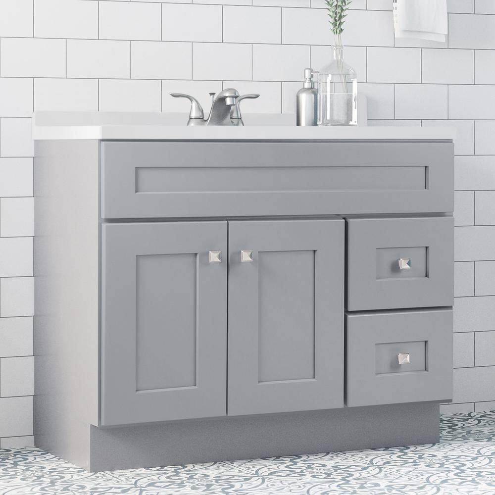 Brookings 37 Inch Solid Wood Bathroom Vanity with Modern Sink Top, Assembled, Sherwin Williams – Design House, 216218