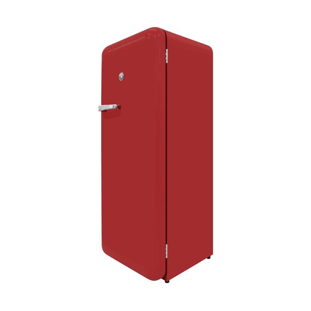 Brama 9.2 Cu.Ft. Retro Red Top-Freezer Refrigerator with Solid Steel Door