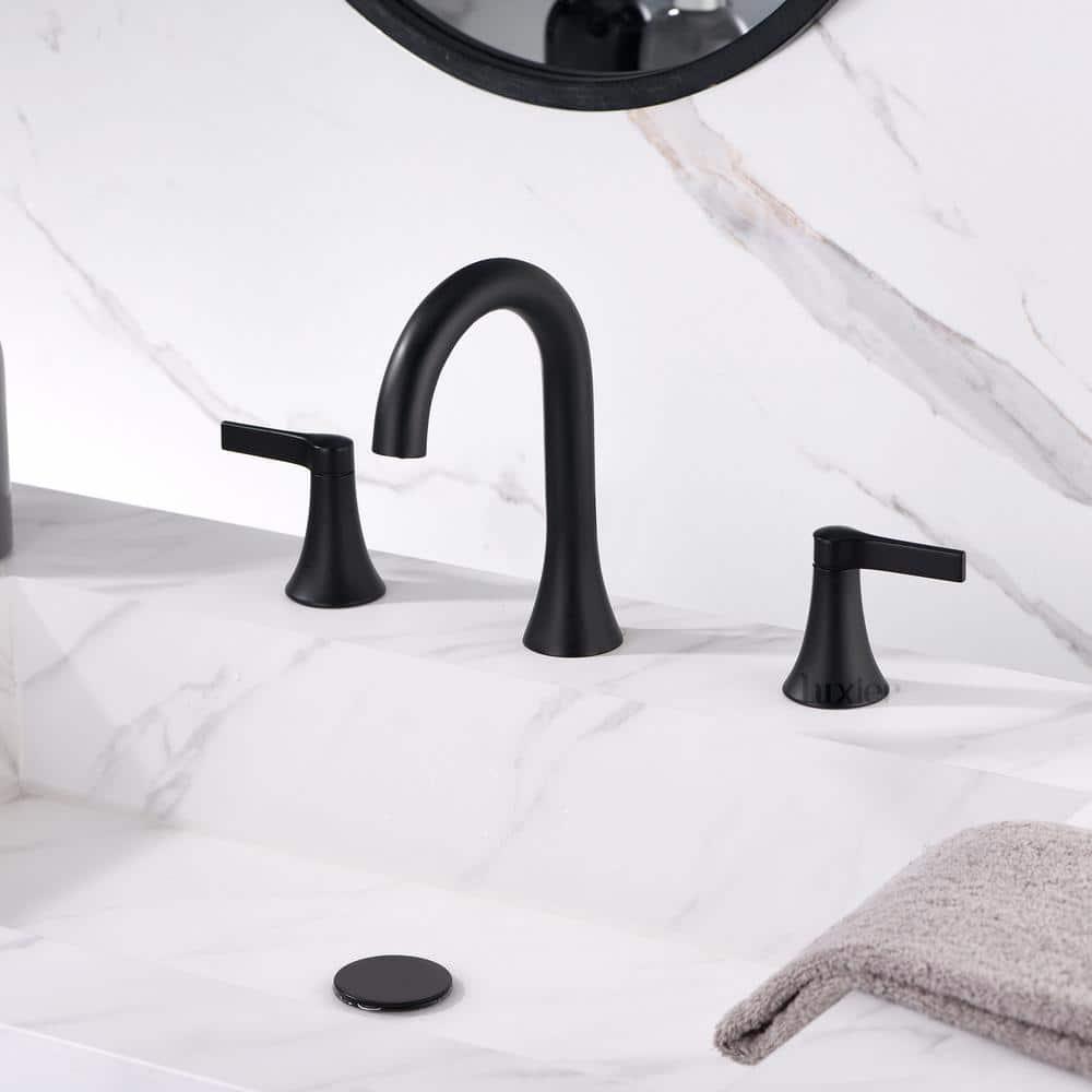 Widespread Bathroom Faucet with Drain Assembly