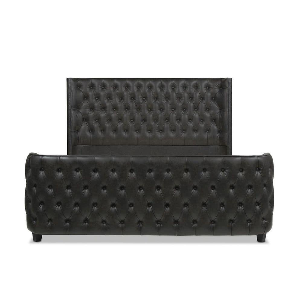 Brooklyn King-Size Luxe Wood Frame Upholstered Bed with Tufted Nailhead Trim