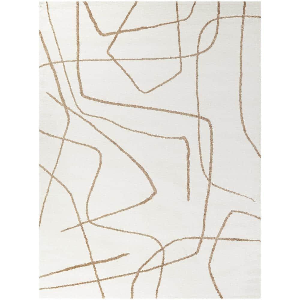 Descartes Abstract Modern Area Rug Rust 4'4" x 6' 4' x 6' Ivory