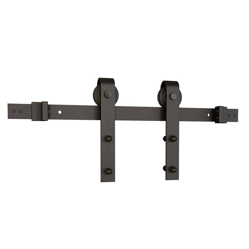 Steel Sliding Rolling Barn Door Hardware Kit for Single Wood Doors with Routed Floor Guide