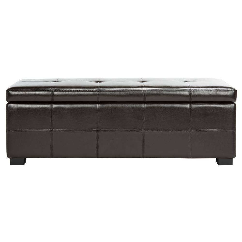 Maiden Large Tufted Storage Bench - Brown - Safavieh