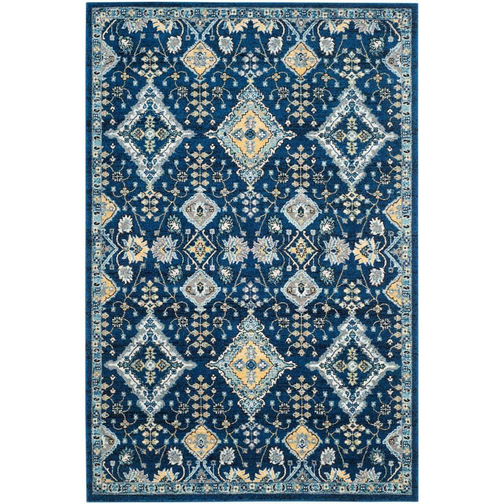 Evoke EVK224 Power Loomed Area Rug - Royal/Ivory - 4'x6' - Safavieh.