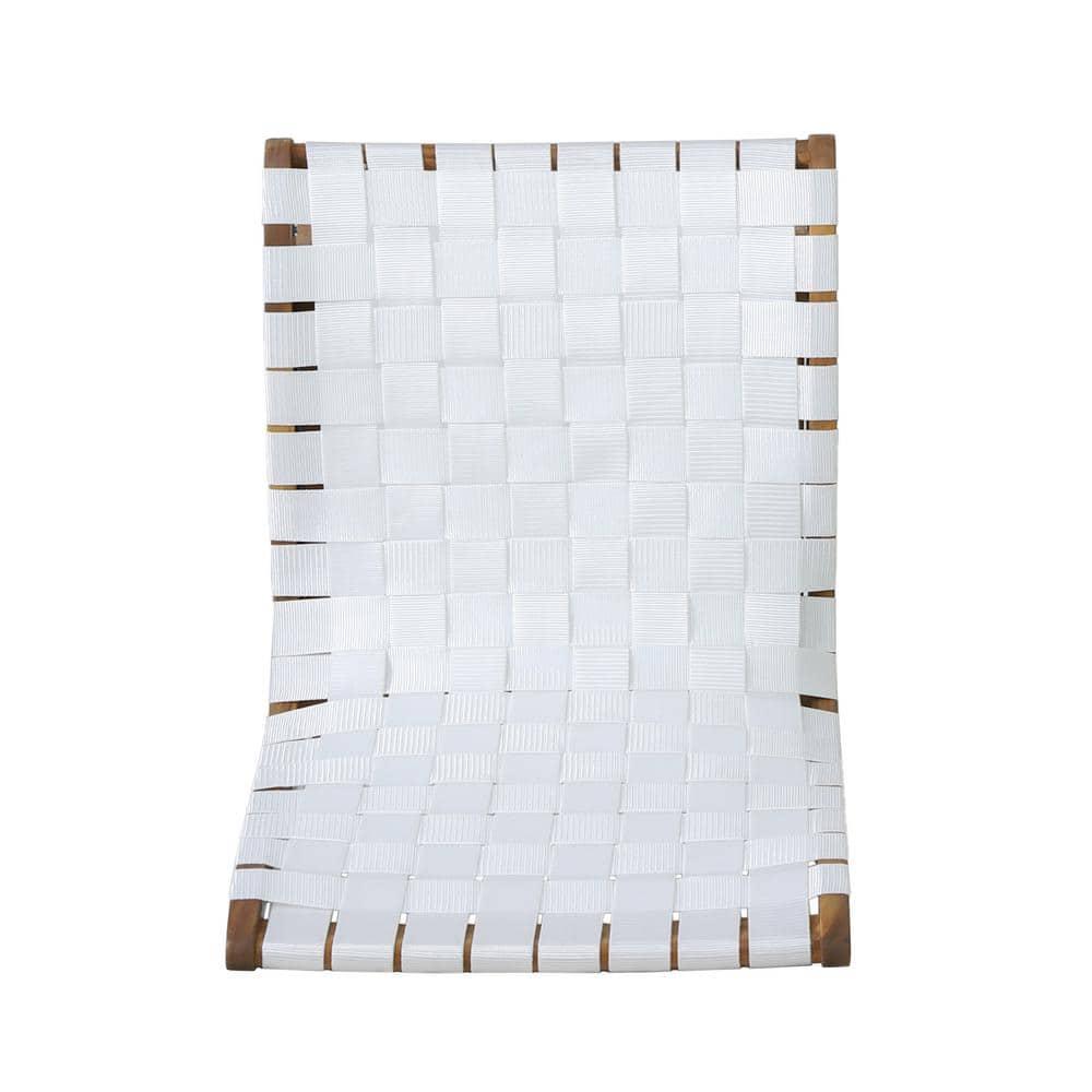 Morganton White and Teak Stationary Rope Weave Wood Outdoor Patio Lounge Chair (2-Pack)