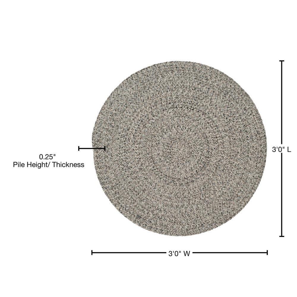 Braided BRD256 Hand Woven Indoor Accent Rug - Ivory/Steel Grey - 3' Round - Safavieh