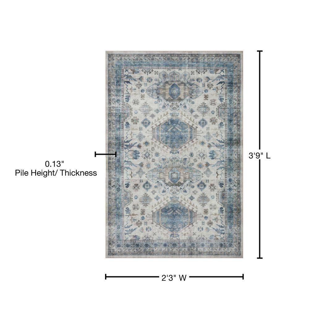 Loloi II Heidi Collection HEI-04 Ivory / Ocean, Southwestern Area Rug 2'-3" x 3'-9"