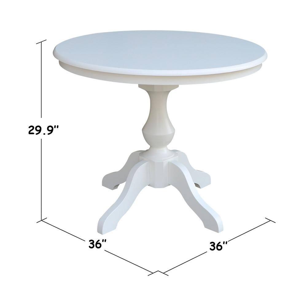 36" Round Top Pedestal Dining Table - White