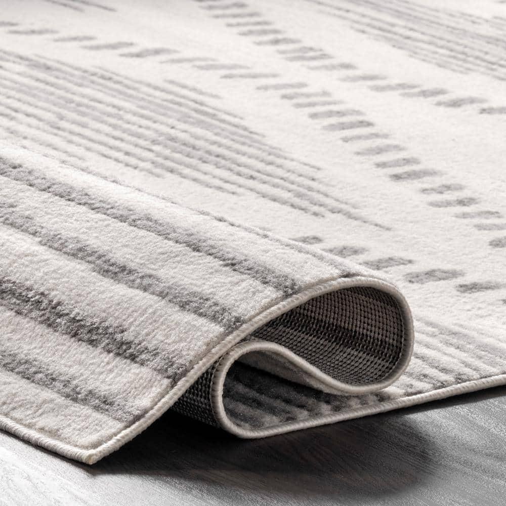 4'x6' Briggs Contemporary Striped Area Rug Light Gray - nuLOOM: Geometric Pattern, Low Pile, Indoor Use, Rectangle