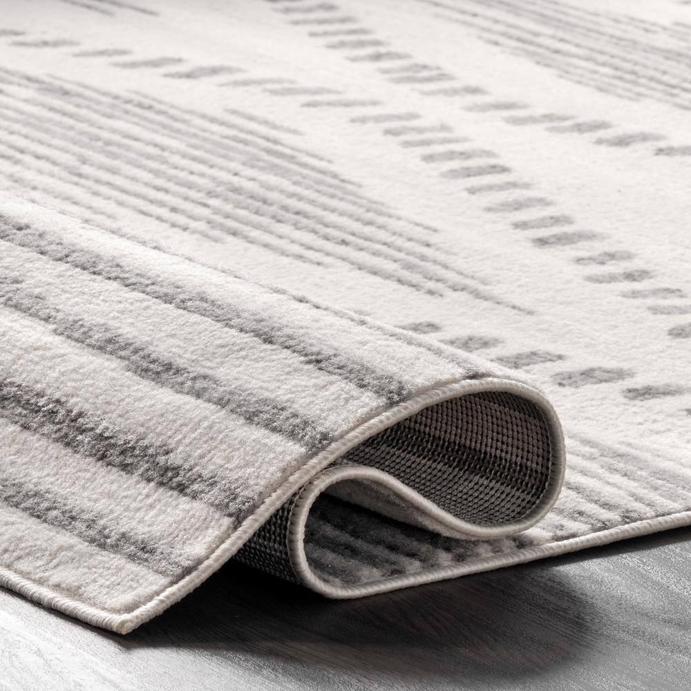 8'x10' Briggs Contemporary Striped Area Rug Light Gray: Geometric Pattern, Low Pile, Indoor Use - nuLOOM