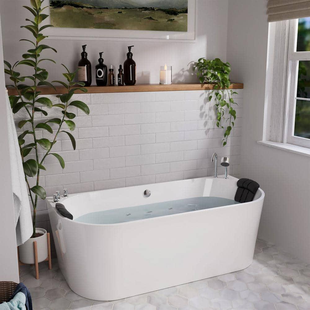 67'' x 33.5'' Freestanding Whirlpool Plastic / Acrylic Bathtub with Faucet