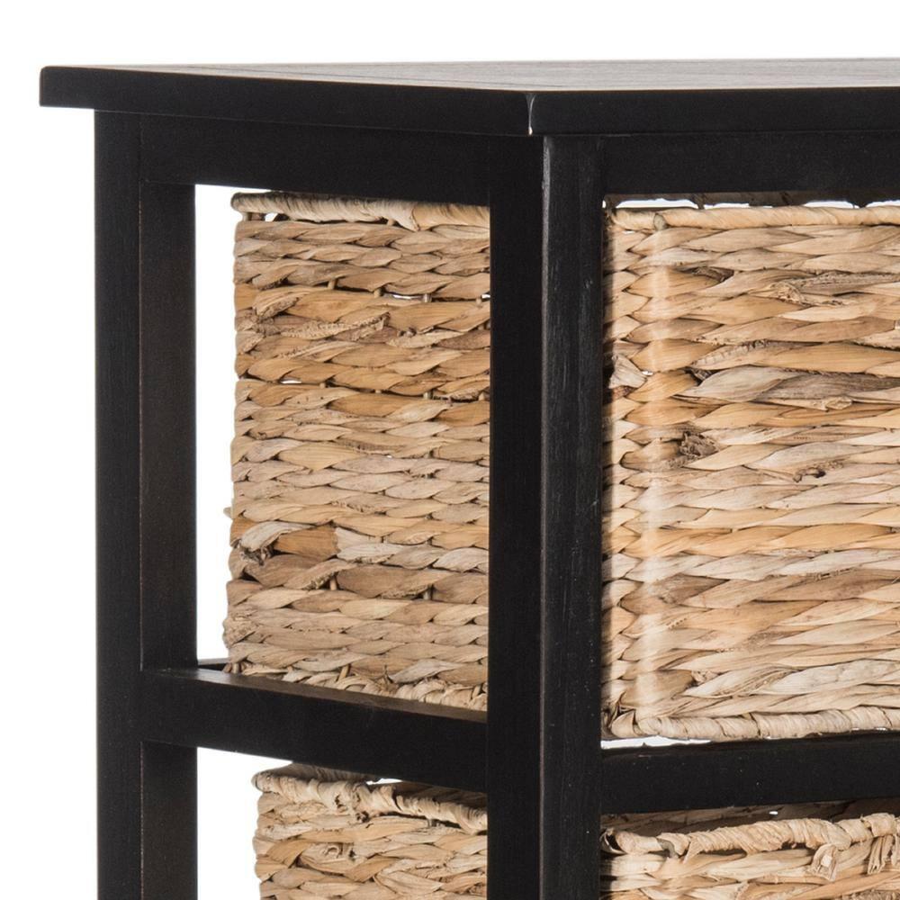 Vedette 5 Wicker Basket Storage Tower - AMH5739 - Distressed Black - Safavieh Couture