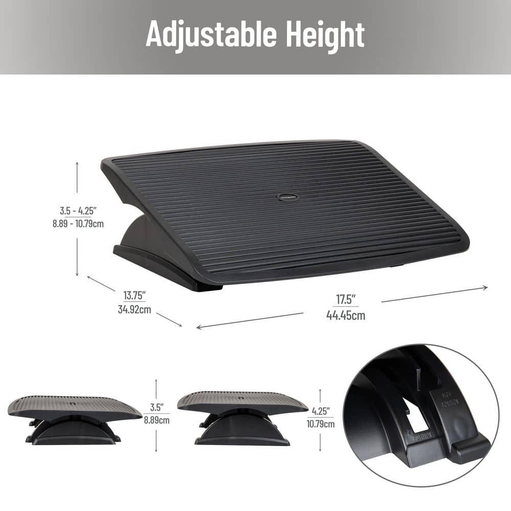 Mind Reader Foot Rest, Under Desk at Work, Ergonomic, Height Adjustable, Office, Plastic, 17.5"L x 13.5"W x 3.5"H