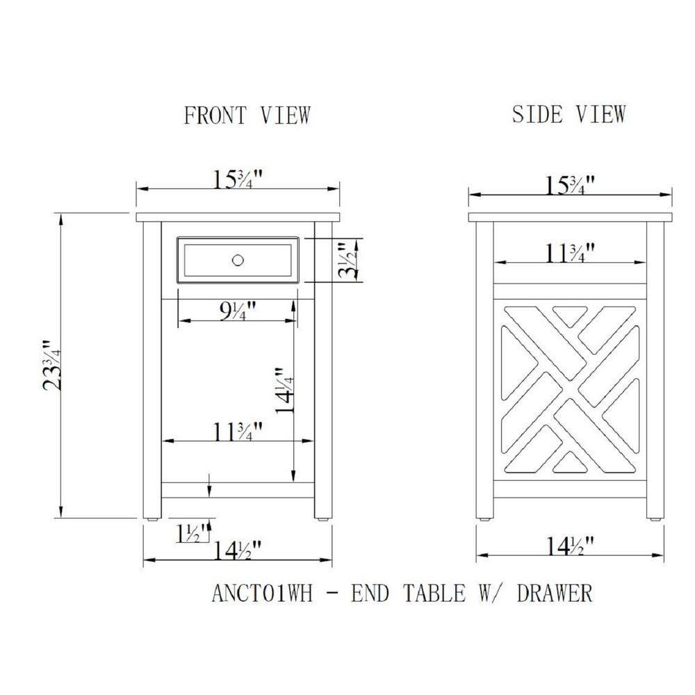 Alaterre Furniture Coventry Indoor Modern Storage Wood Square End Table, Gray