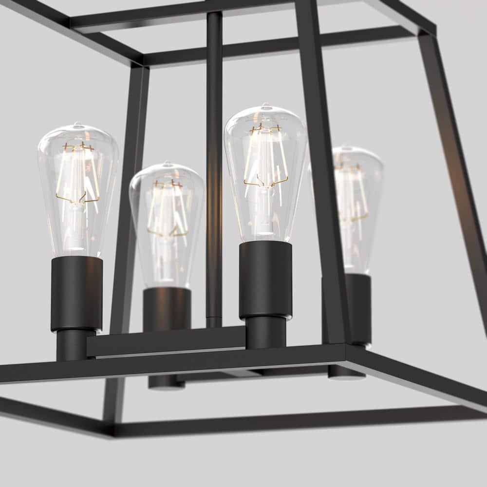 ByEUcuk Carter Farmhouse Chandelier, Matte Black - Geometric Square Pendant Light Ideal for Dining Room, Kitchen Island Light, Made of Steel, Bulb Not Included