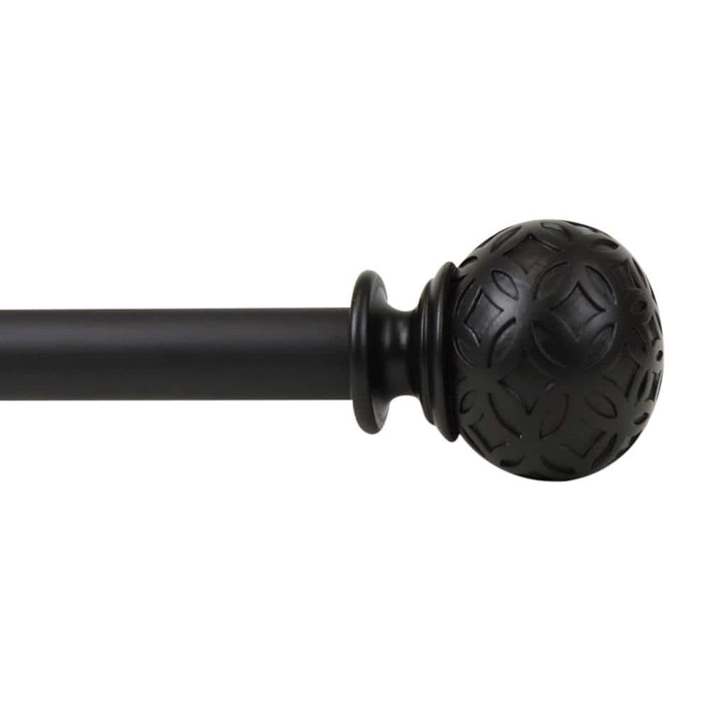 Rod Desyne 1" Odelia Curtain Rod, 120-170", Black