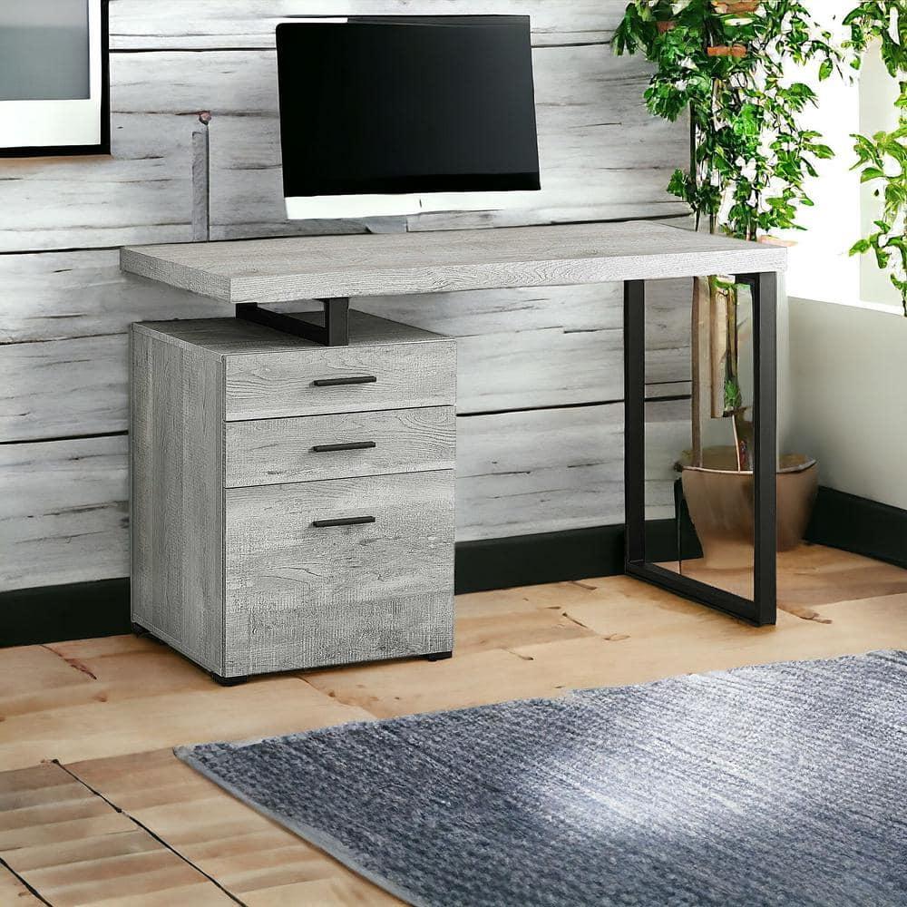 Monarch Specialties Computer Desk Home Office Laptop Left Right Set-Up Storage Drawers 48InchL Work Metal Laminate Grey Black Contemporary Modern