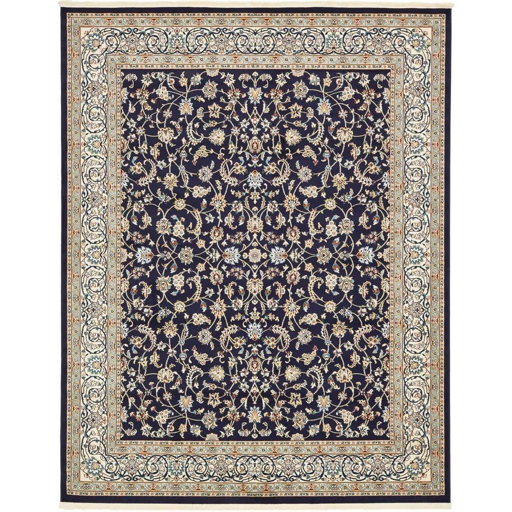Unique Loom Narenj Collection Area Rug - Leeds (8'  x 10' Rectangle Navy Blue/Beige)