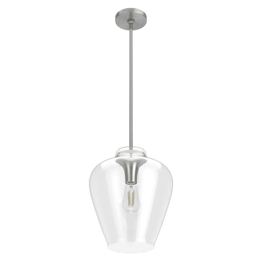 Hunter Fan 1-Light Vidria Pendant Brushed Nickel: Modern Glass Ceiling Fixture, UL Listed, Adjustable Height