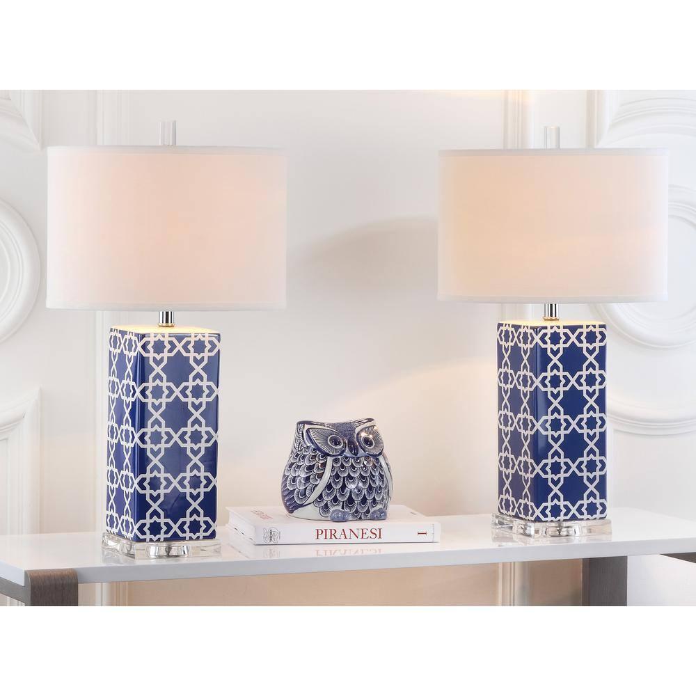Quatrefoil Table Lamp (Set of 2) - Navy - Safavieh.