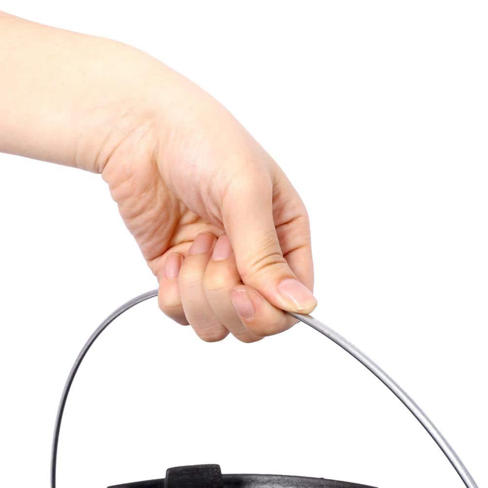 6 qt. Round Pre-Seasoned Cast Iron Dutch Oven in Black with Skillet Lid and Leg Base for Camping Fireplace Cooking BBQ