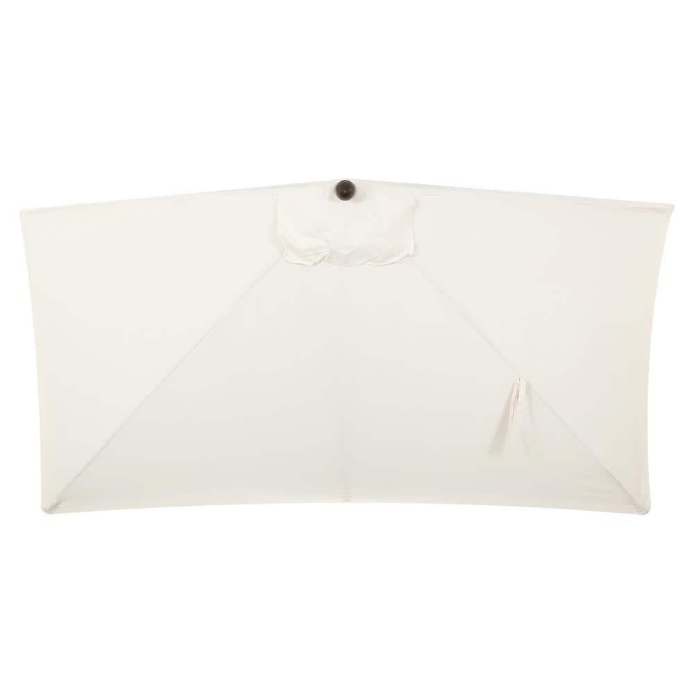 JONATHAN Y Sidney 9 ft. Classic MidCentury Rectangular Half Market Patio Umbrella with Crank, Wind Vent and UV Protection in Cream/White