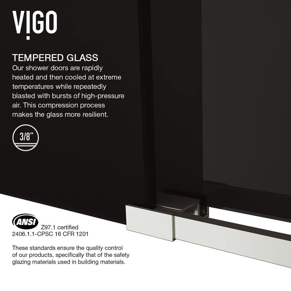 Elan 68-72" W x 74" H Sliding Frameless Shower Door with 3/8" Tinted Glass