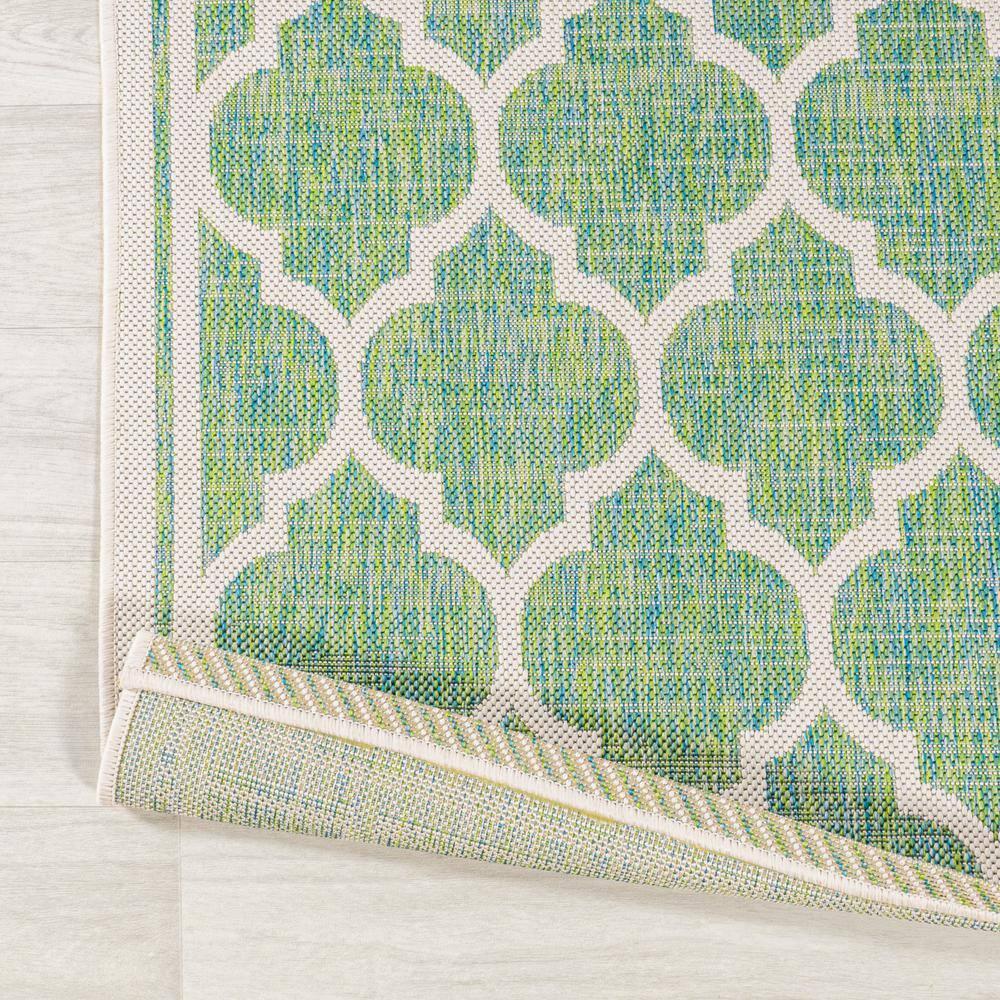 3' x 5' Trebol Moroccan Trellis Textured Weave Indoor/Outdoor Area Rug, Cream/Green - JONATHAN Y