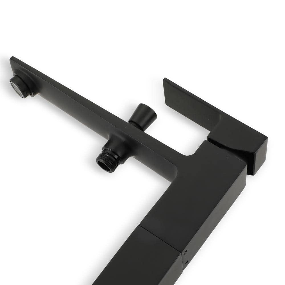 mondawe Single Handle Floor Mounted Freestanding Tub Filler with Diverter MDLT0055-MB