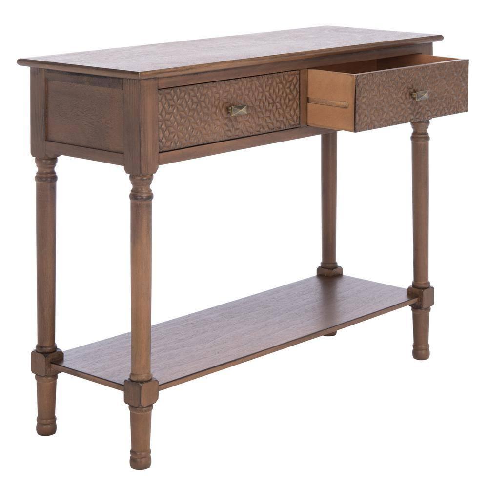 Halton 2 Drawer Console Table - Brown - Safavieh