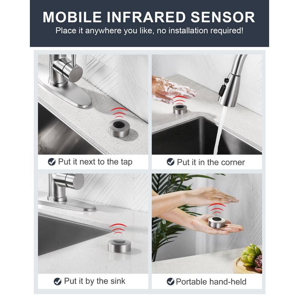 ARCORA Automatic Smart Mobile Motion Sensor Kitchen Sink Faucet with 3 Modes Pull-Down Sprayer AR7100301-MS