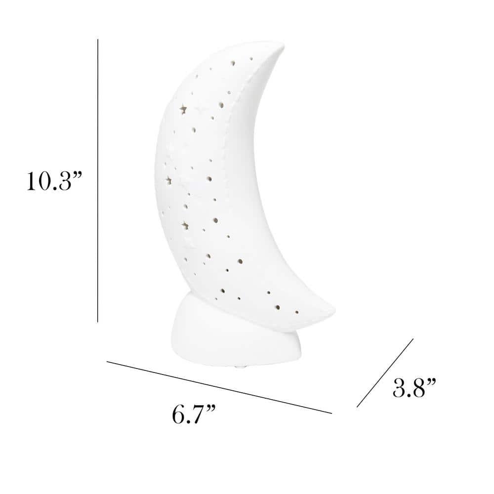 Porcelain Moon Shaped Table Lamp White - Simple Designs: Ceramic, ETL Listed, No Assembly Required