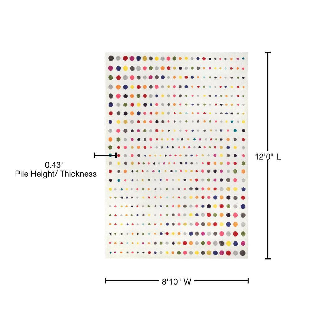 Nuloom Dorie Polka Dot 9x12 Indoor Area Rug for Living Room Bedroom Dining Room Kitchen, Multicolor/Ivory