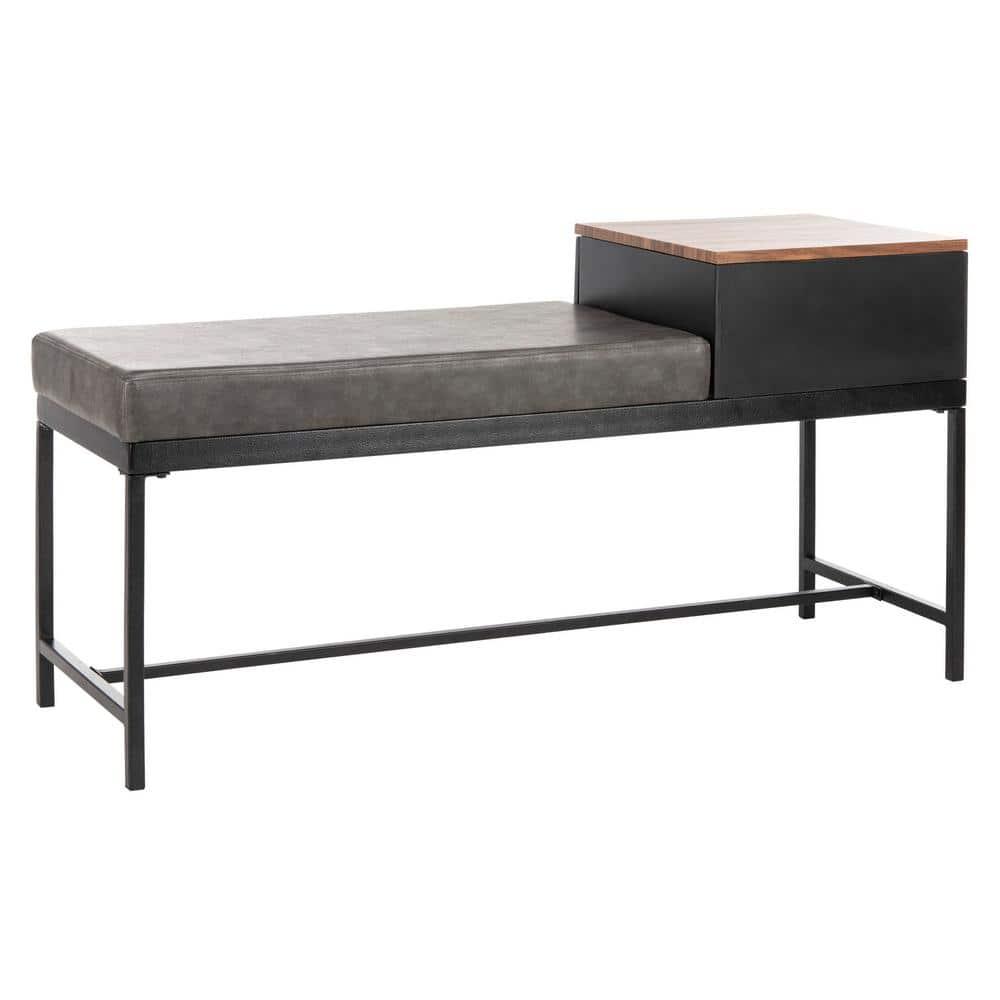 Maruka Bench with Storage - Brown/Grey - Safavieh
