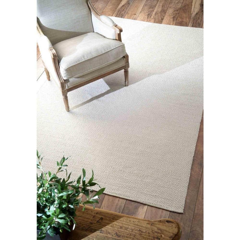 3'x5' Cotton Hand Loomed Lorretta Area Rug Taupe - nuLOOM: Geometric Flat Pile, Handmade Indoor Decor