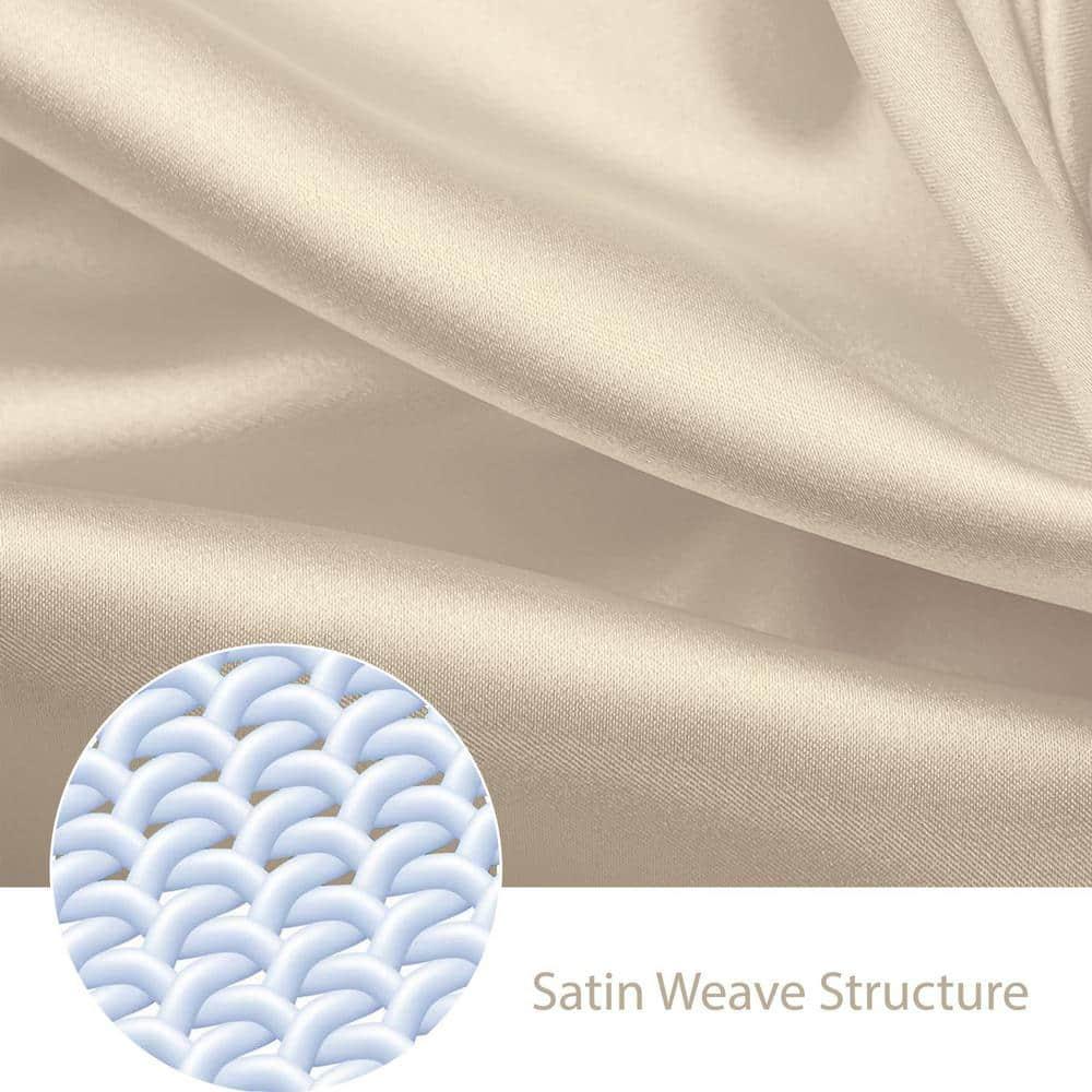 Silky Satin Bed Sheet Set 4-Piece (Ivory, Queen)