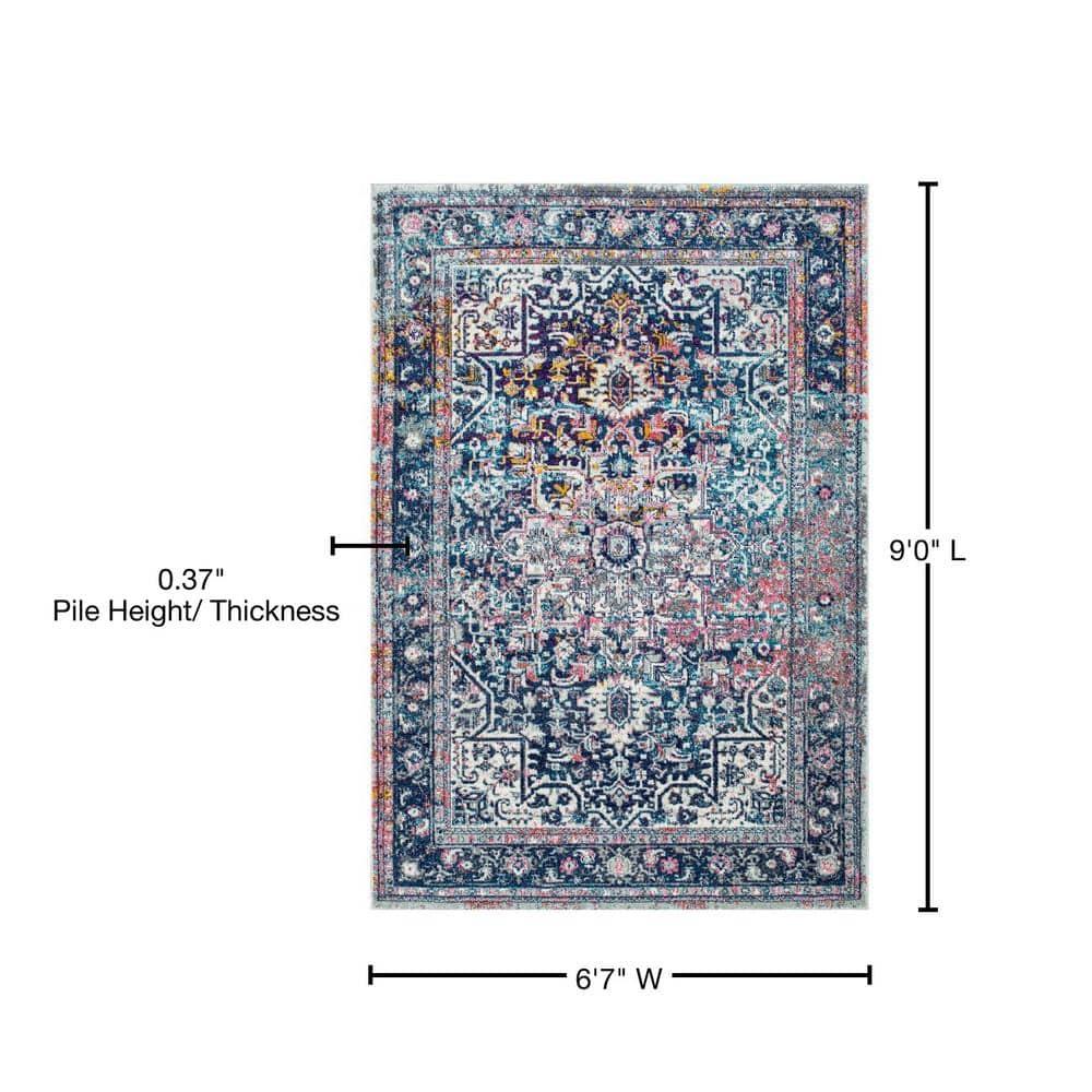 Nuloom Lilah Medallion 7x9 Indoor Area Rug for Living Room Bedroom Dining Room Kitchen, Blue/Multicolor