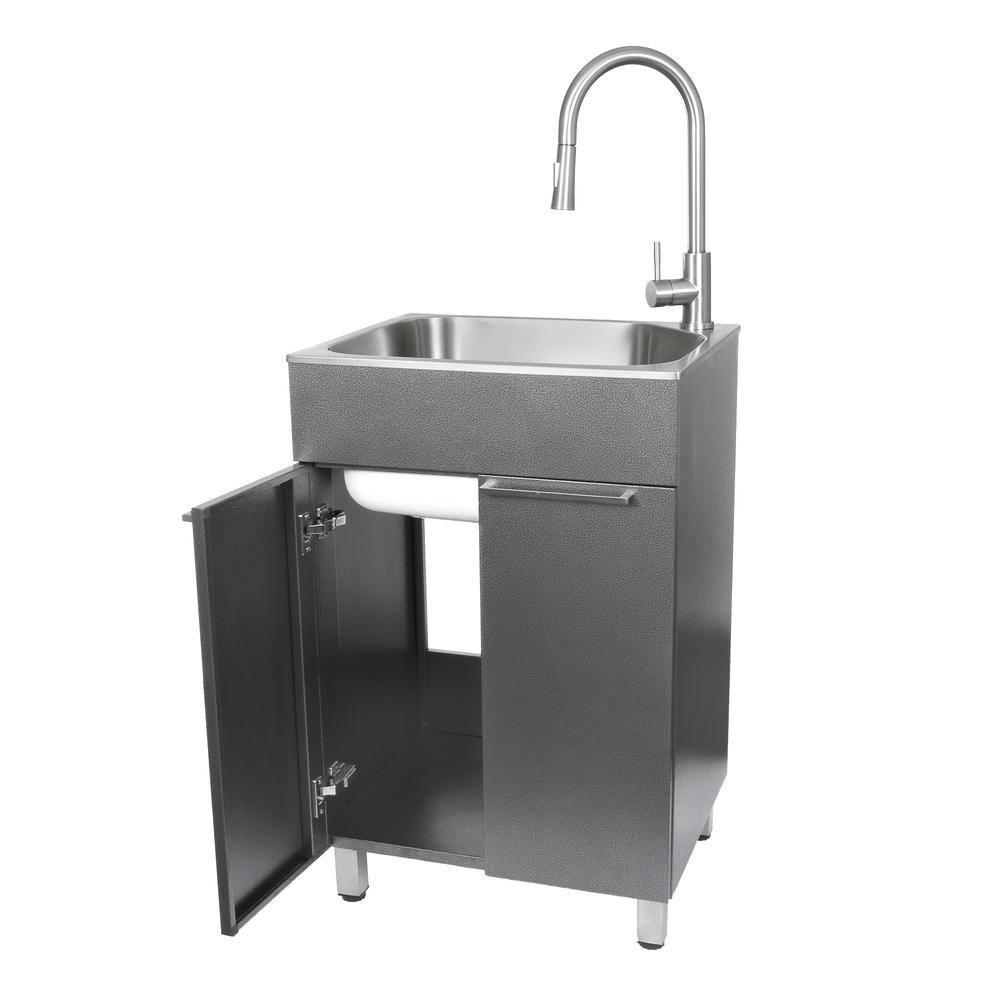 All-In-One 22" L x 18" W Free Standing Compact Laundry Sink with Faucet