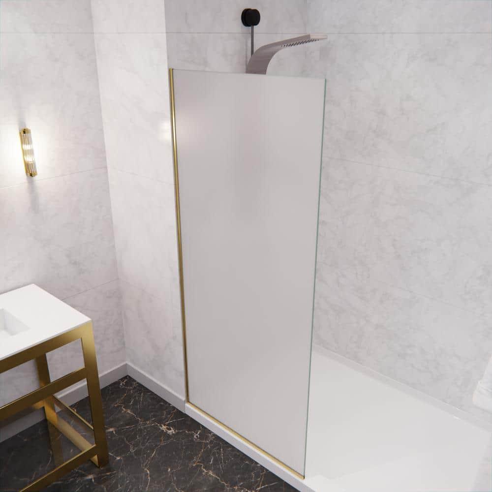 Veil Series 34” W x 74” H Frameless Glass Fixed Shower Screen Shower Door
