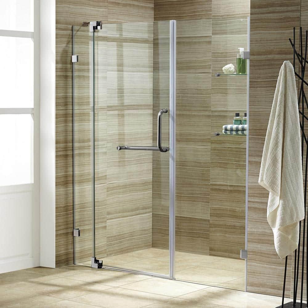 Pirouette 42-48" W x 72" H Pivot Frameless Shower Door with 3/8" Clear Glass