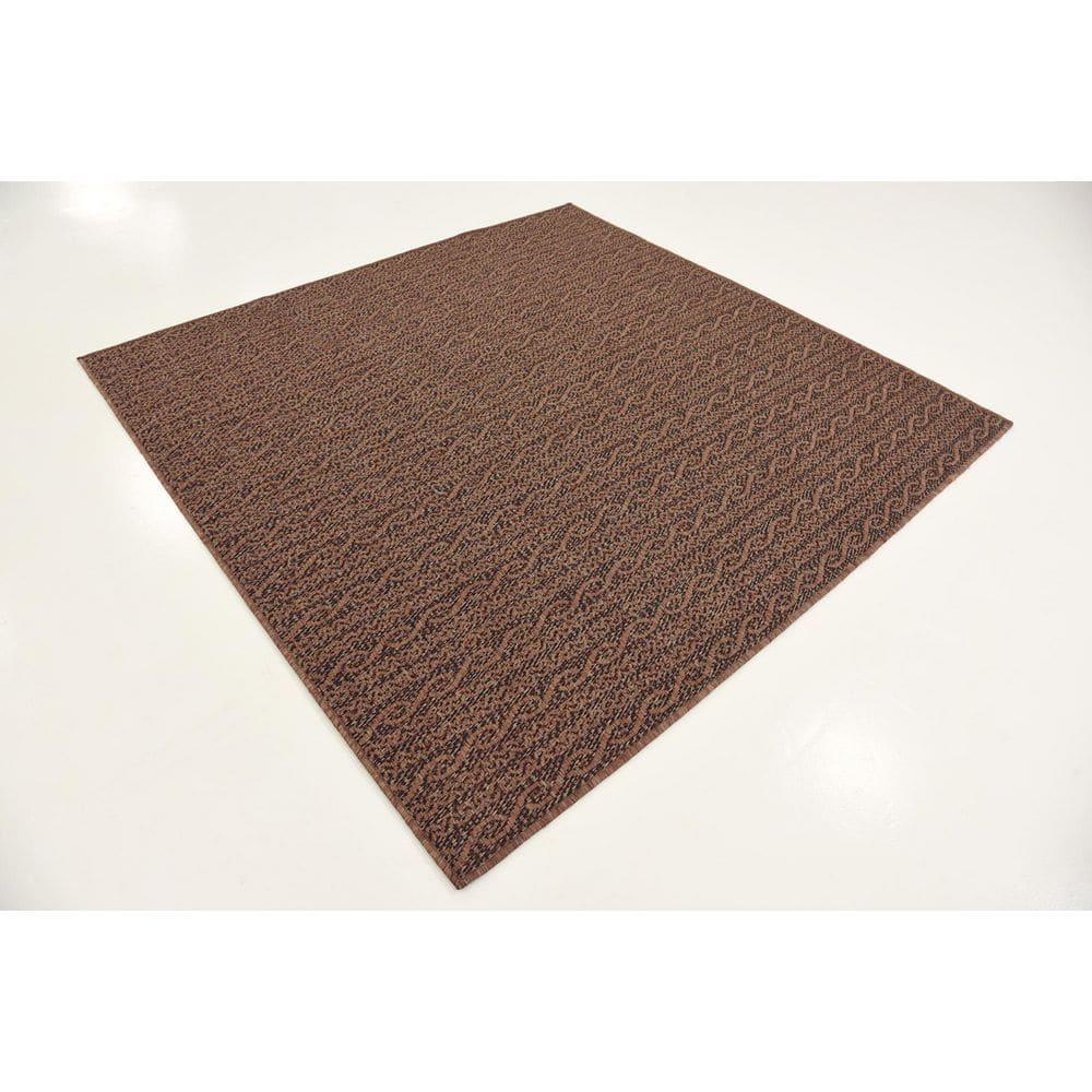 Unique Loom 6' 1 x 6' 1 Square Brown Outdoor Modern Links Area Rug