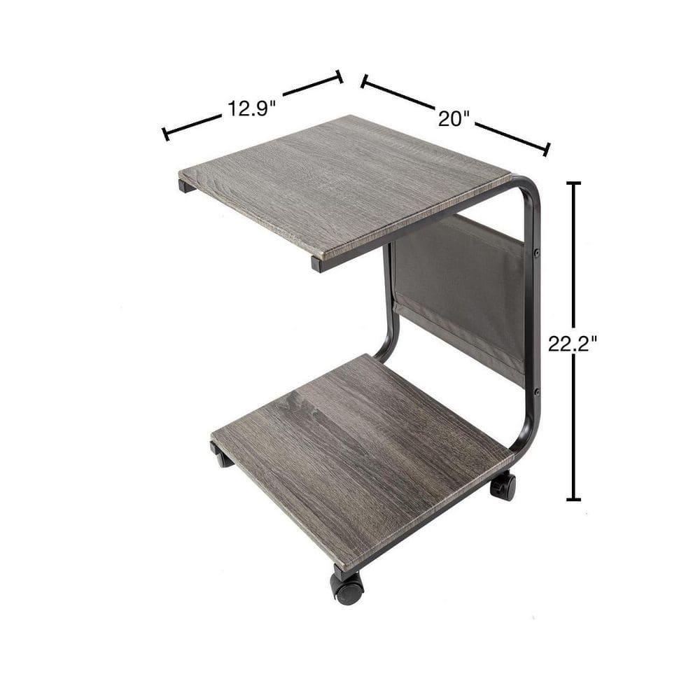Seville Classics C Shaped End Table TV Tray on Wheels